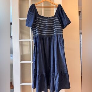 Draper James Chambray Smocked Midi Dress NWT